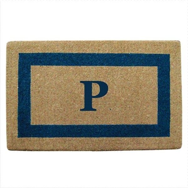 Nedia Home Nedia Home 02029P Single Picture - Blue Frame 22 x 36 In. Heavy Duty Coir Doormat - Monogrammed P O2029P